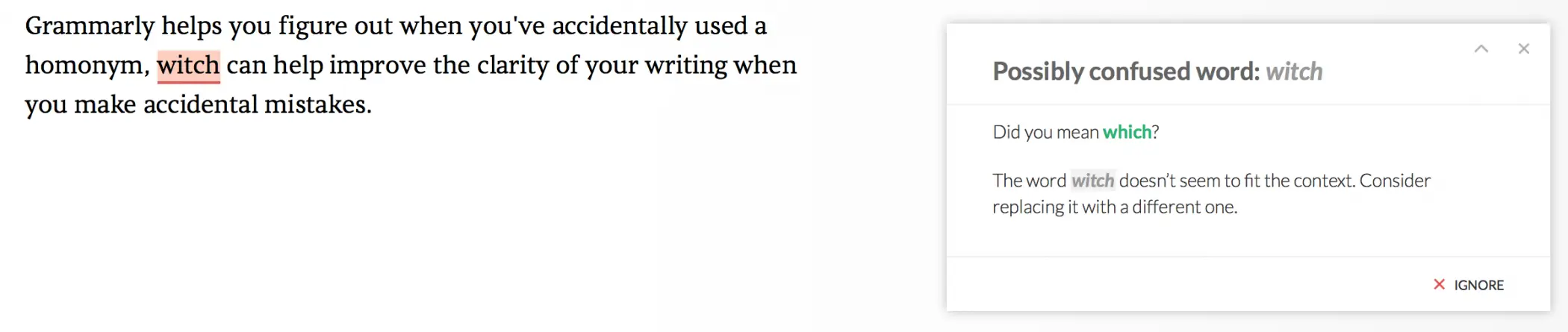 Grammarly homonym correction
