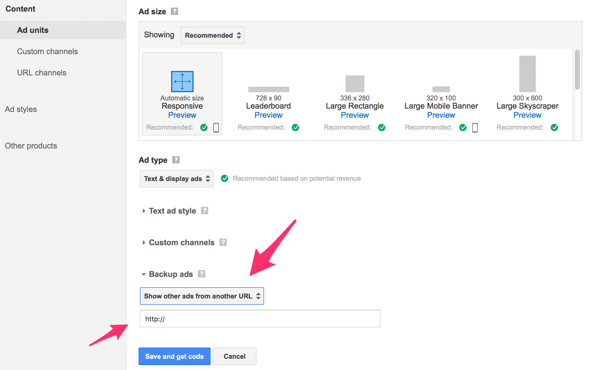 Backup AdSense Unit Option